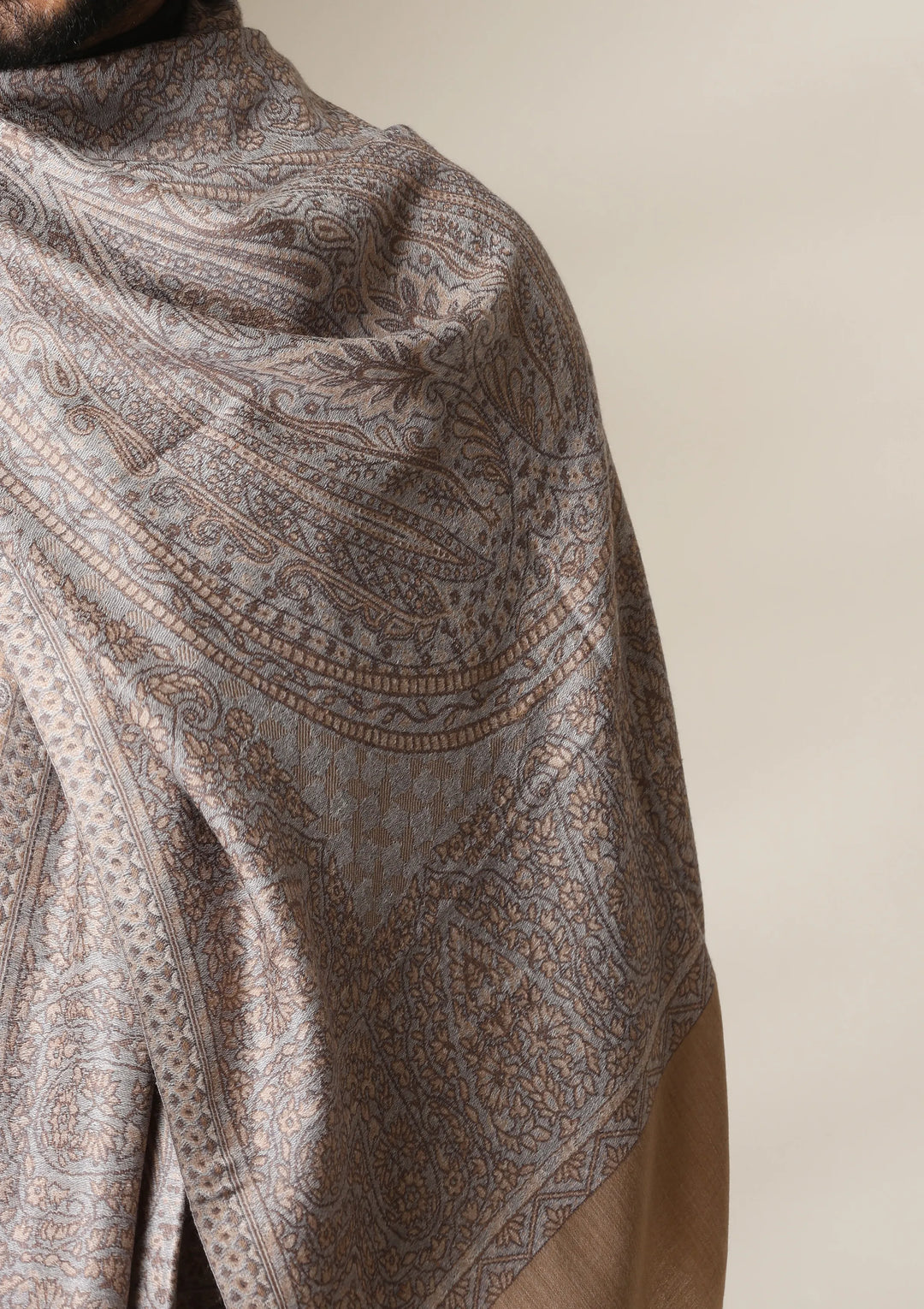Mocha Maze Pashmina blend Stole for Men & Women | SHOBITAM