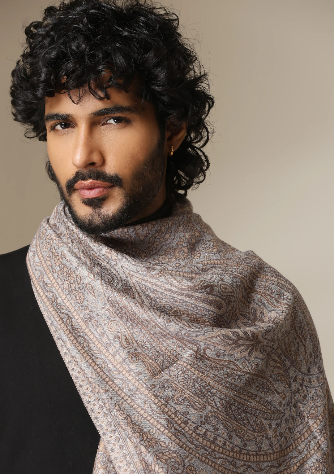 Mocha Maze Pashmina blend Stole for Men & Women | SHOBITAM