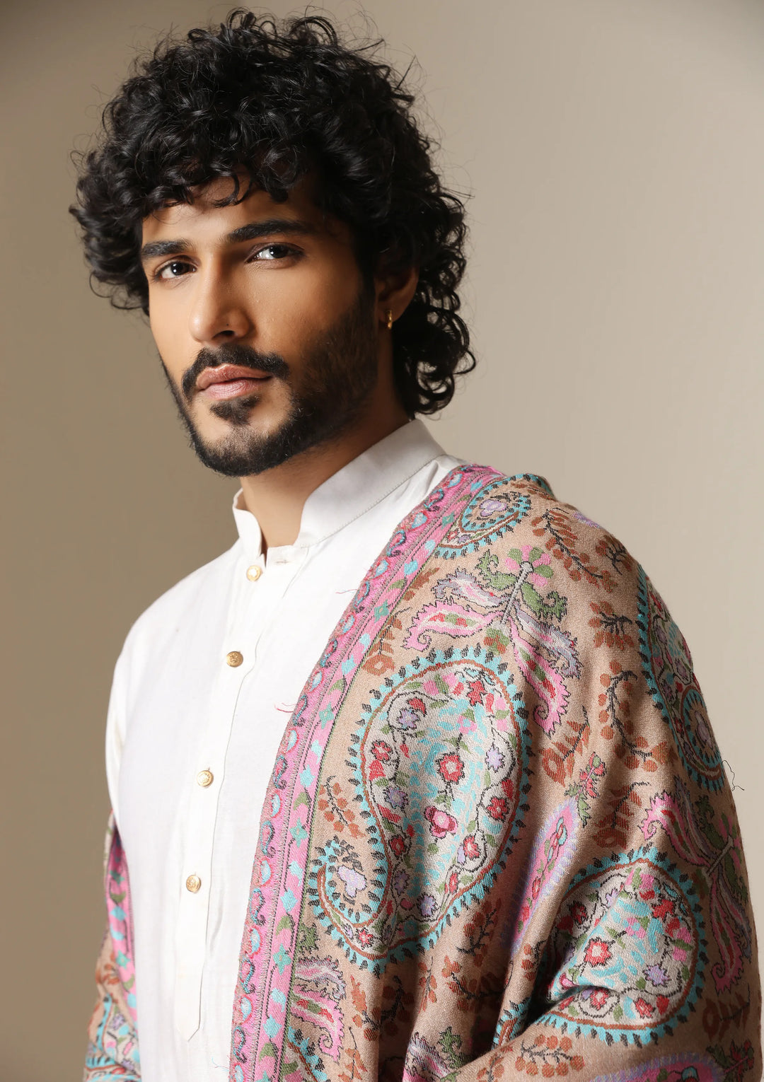 Blush Paisley Kani Shawl for Men & Women | SHOBITAM
