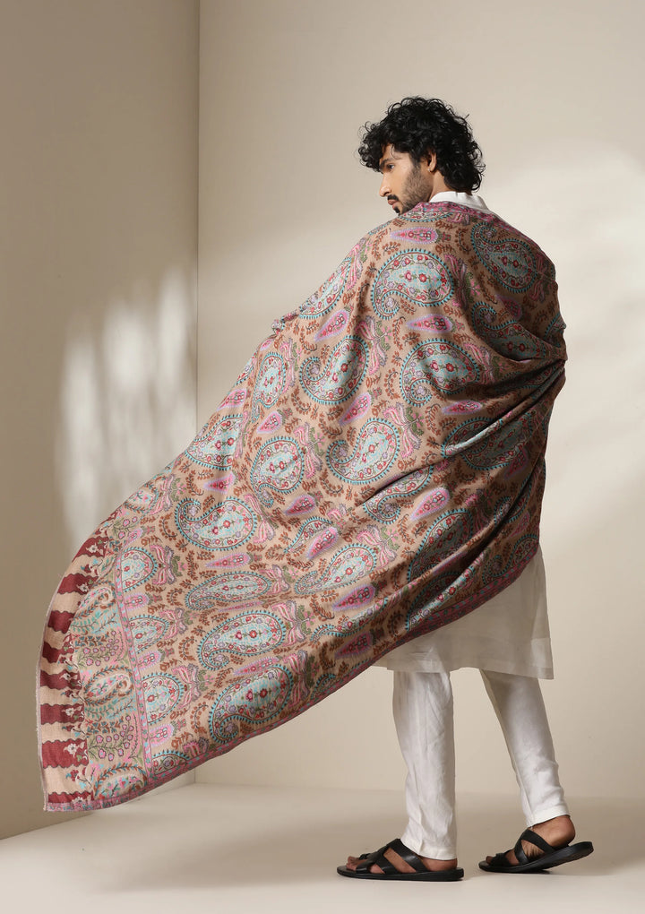 Blush Paisley Kani Shawl for Men & Women | SHOBITAM