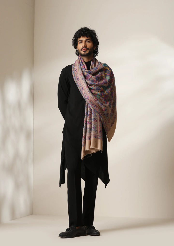 Heritage Beige Stole for Men & Women | SHOBITAM