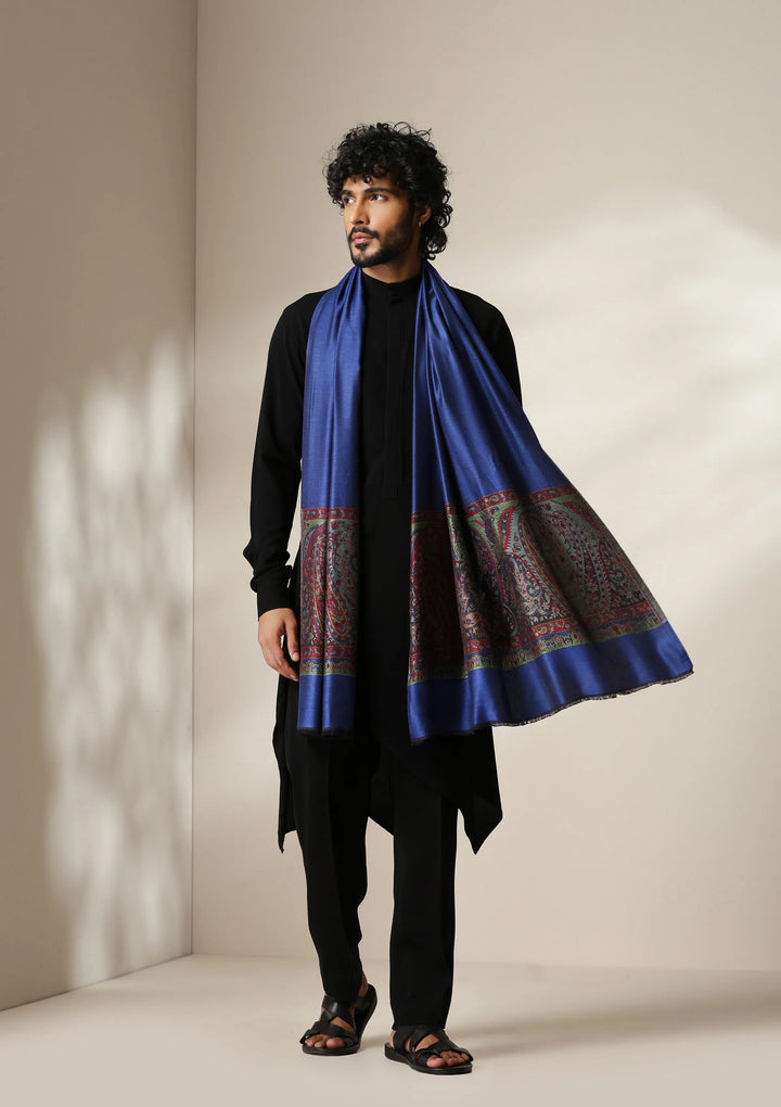 Royal Sapphire woven stole for Men & Women | SHOBITAM