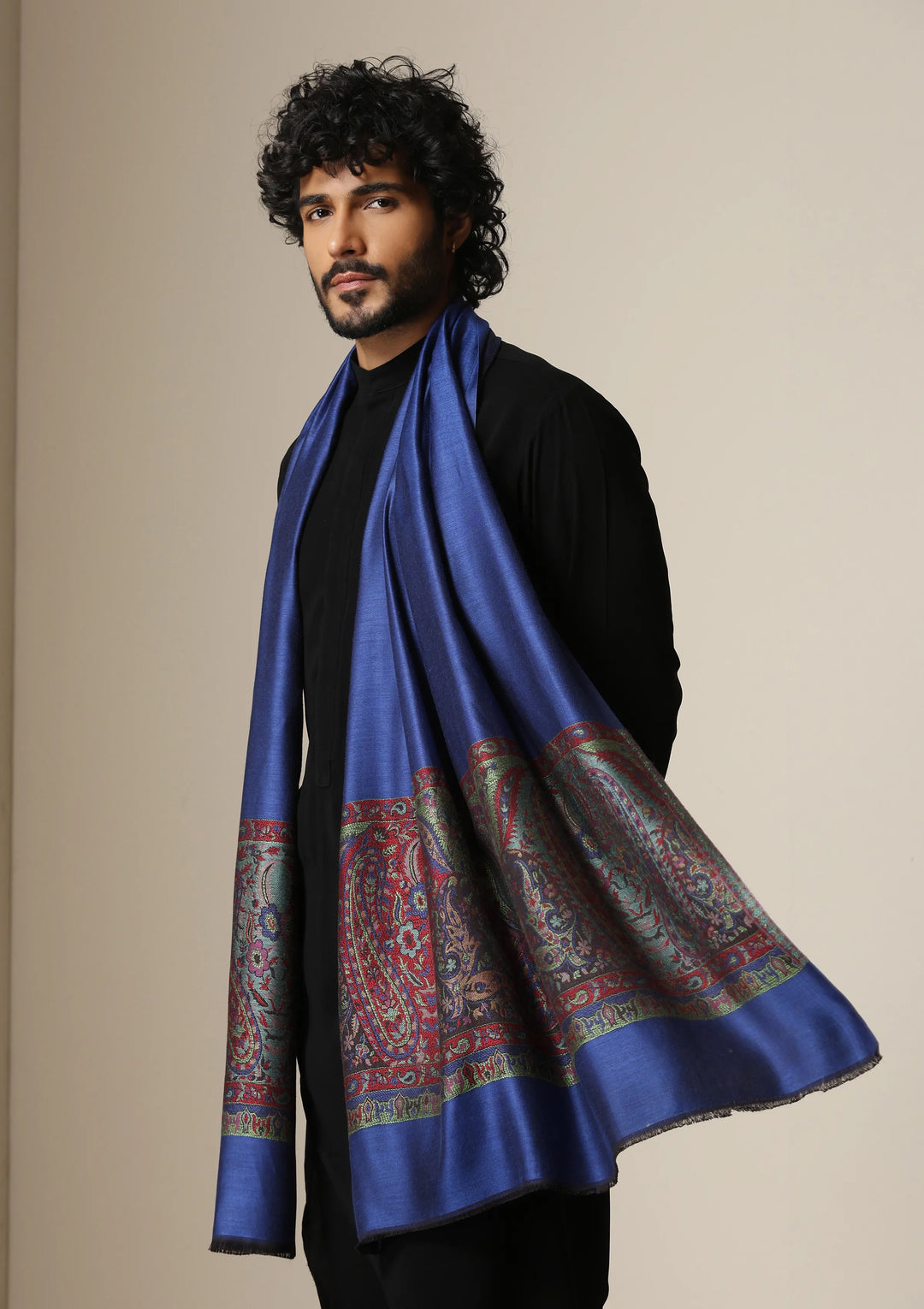 Royal Sapphire woven stole for Men & Women | SHOBITAM