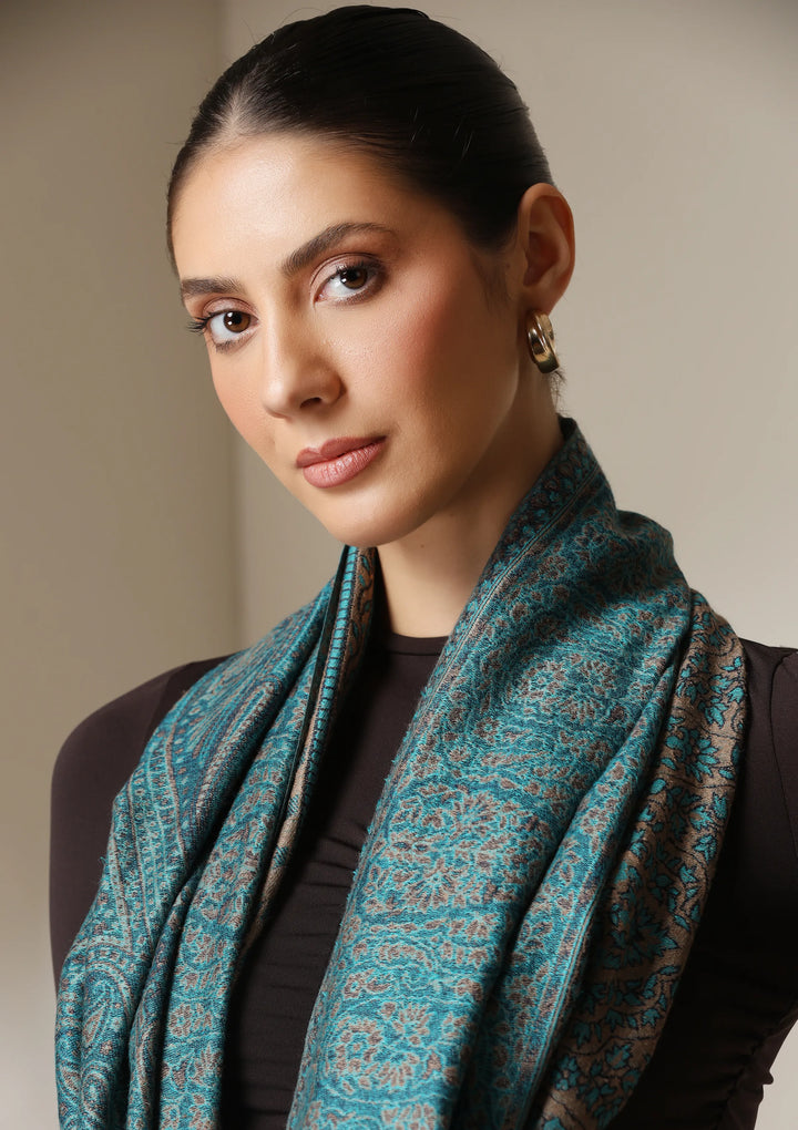 Teal Essence woven Stole | SHOBITAM