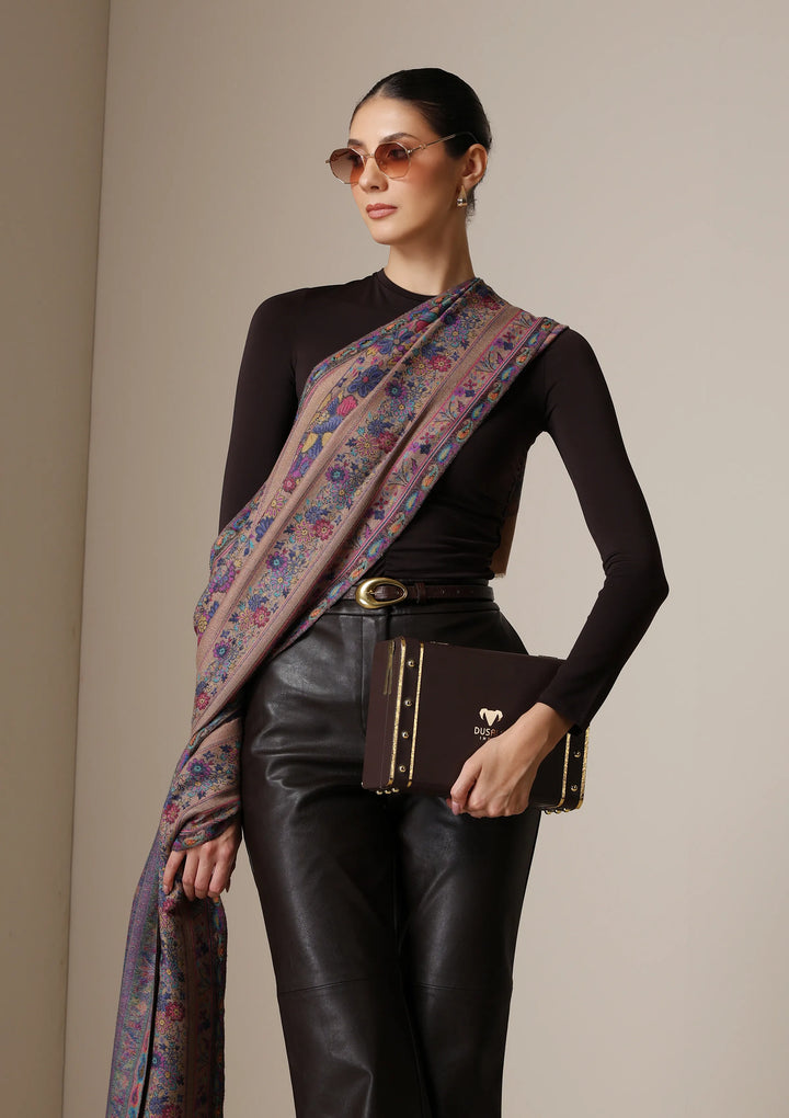 Vintage Bloom Fine Wool stole | SHOBITAM