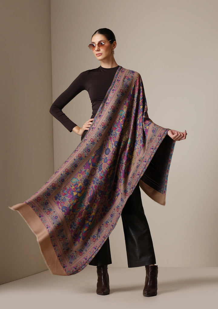 Vintage Bloom Fine Wool stole | SHOBITAM