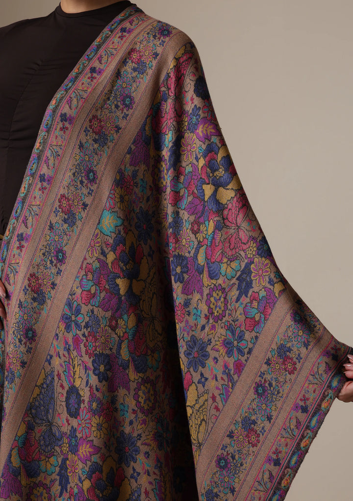 Vintage Bloom Fine Wool stole | SHOBITAM