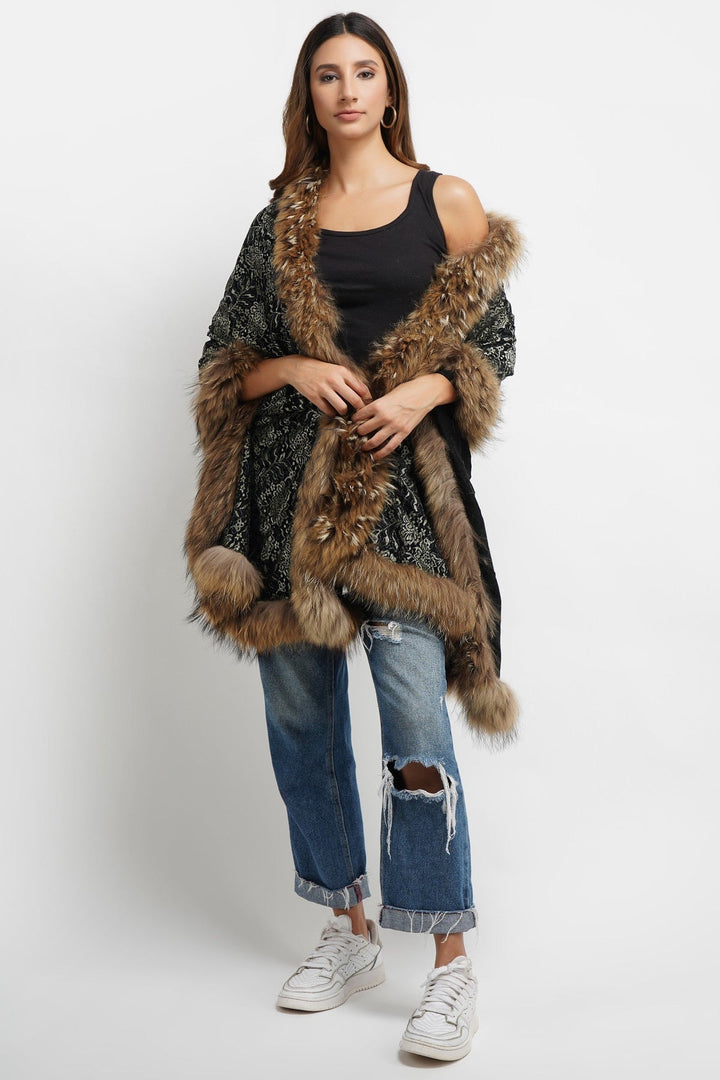 Pashmina Fur Border Stole : Size 28x80