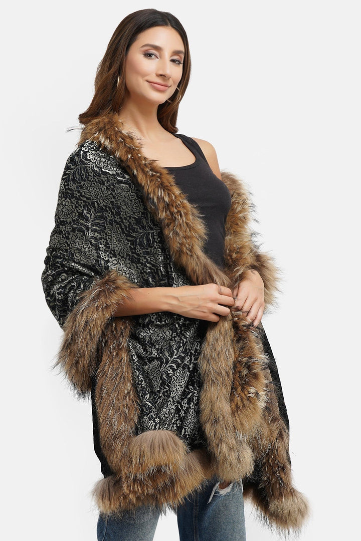 Pashmina Fur Border Stole : Size 28x80