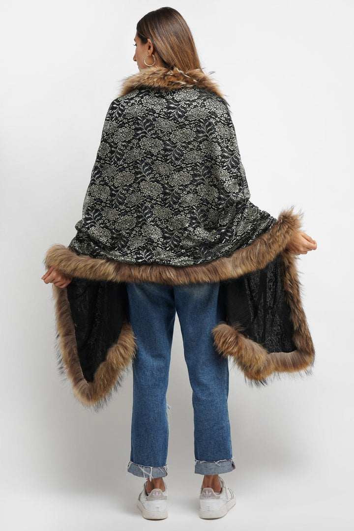 Pashmina Fur Border Stole : Size 28x80