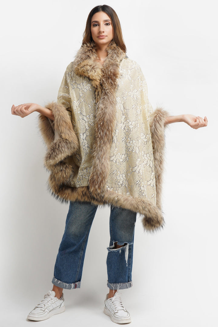 Pashmina Fur Border Stole : Size 28x80