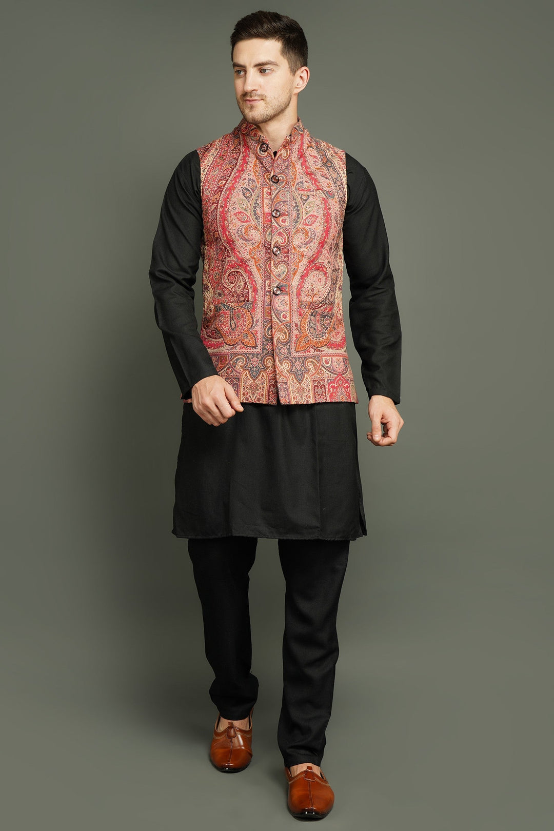Half Paisley Vintage Mens' Waist Coat/Bandi | SHOBITAM