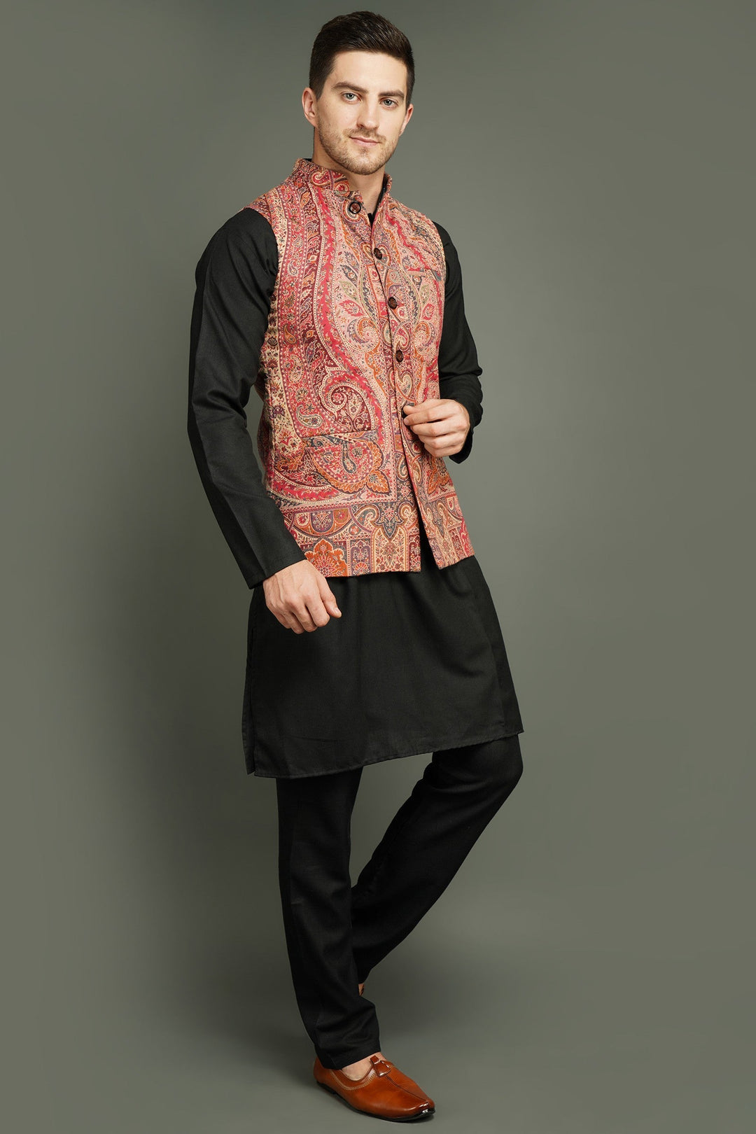 Half Paisley Vintage Mens' Waist Coat/Bandi | SHOBITAM