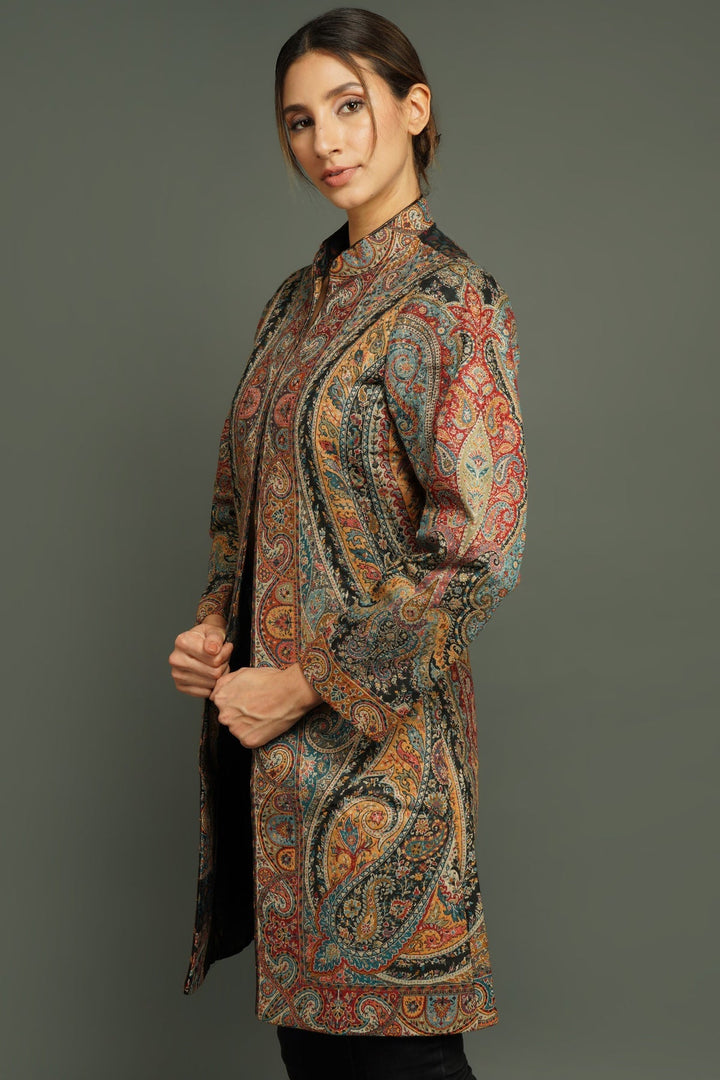 Kashmiri Paisley Vintage Long Coat for Women | Made To Order