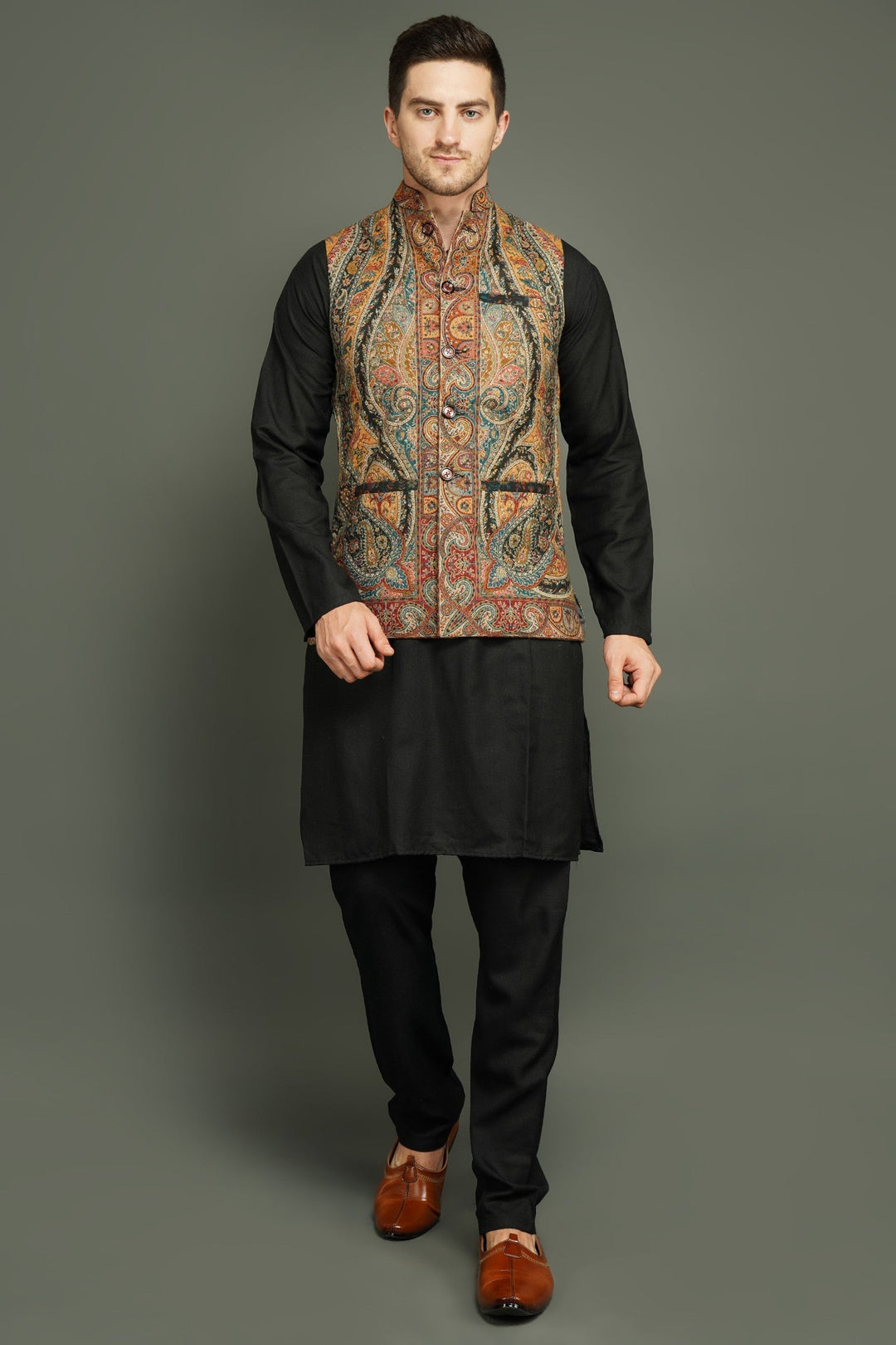 Paisley Vintage Mens' Waist Coat/Bandi | SHOBITAM