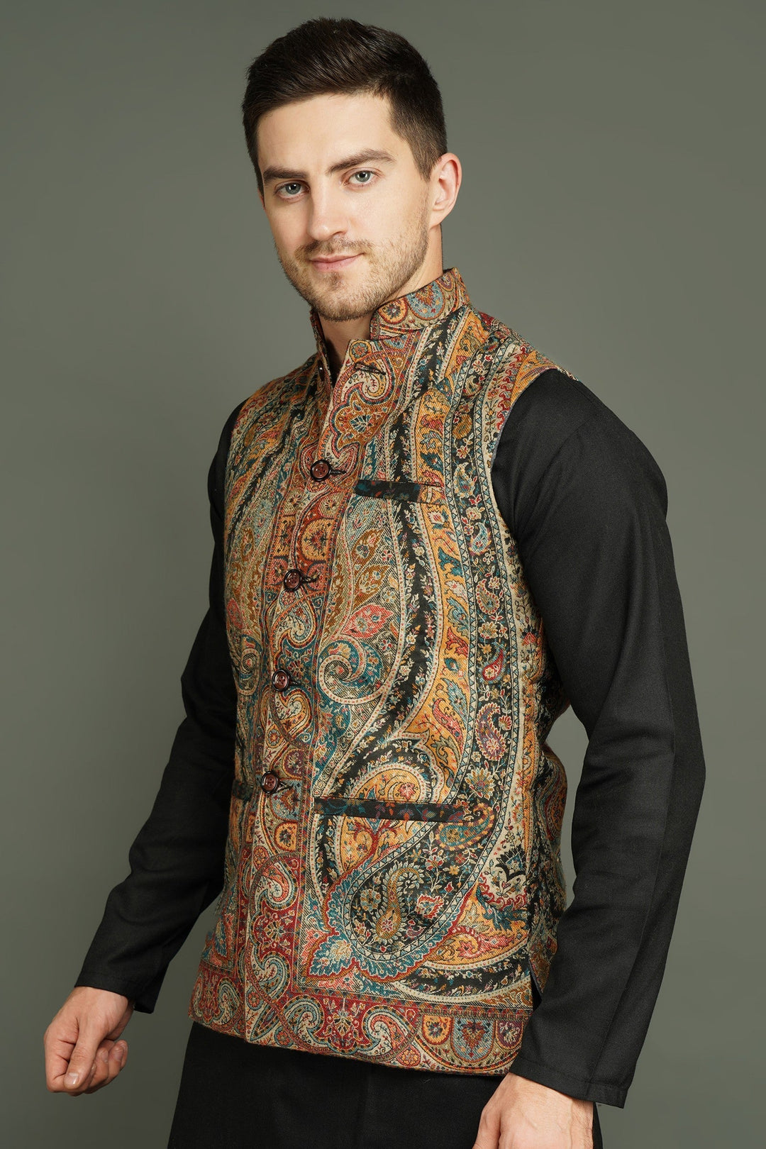 Paisley Vintage Mens' Waist Coat/Bandi | SHOBITAM