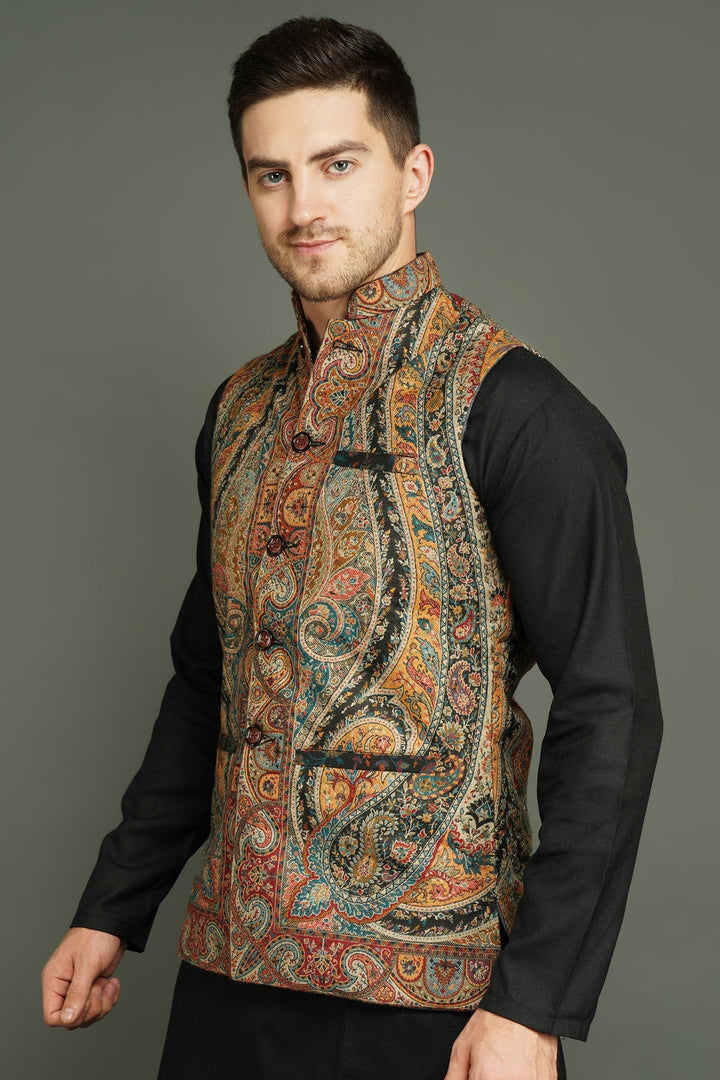 Paisley Vintage Mens' Waist Coat/Bandi | SHOBITAM