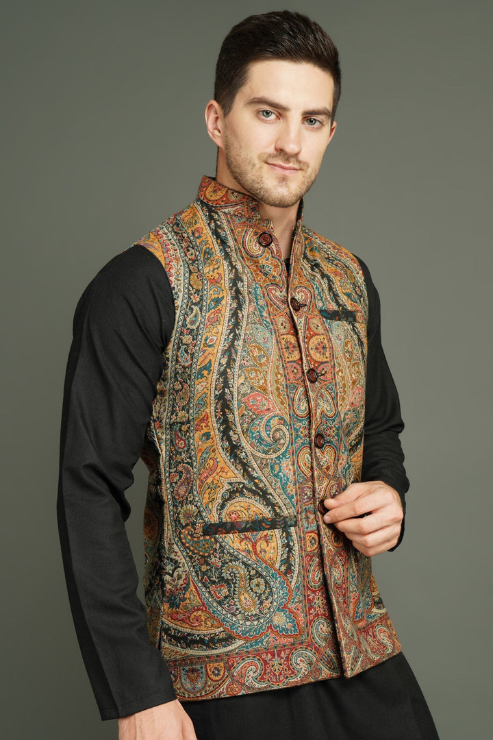 Paisley Vintage Mens' Waist Coat/Bandi | SHOBITAM
