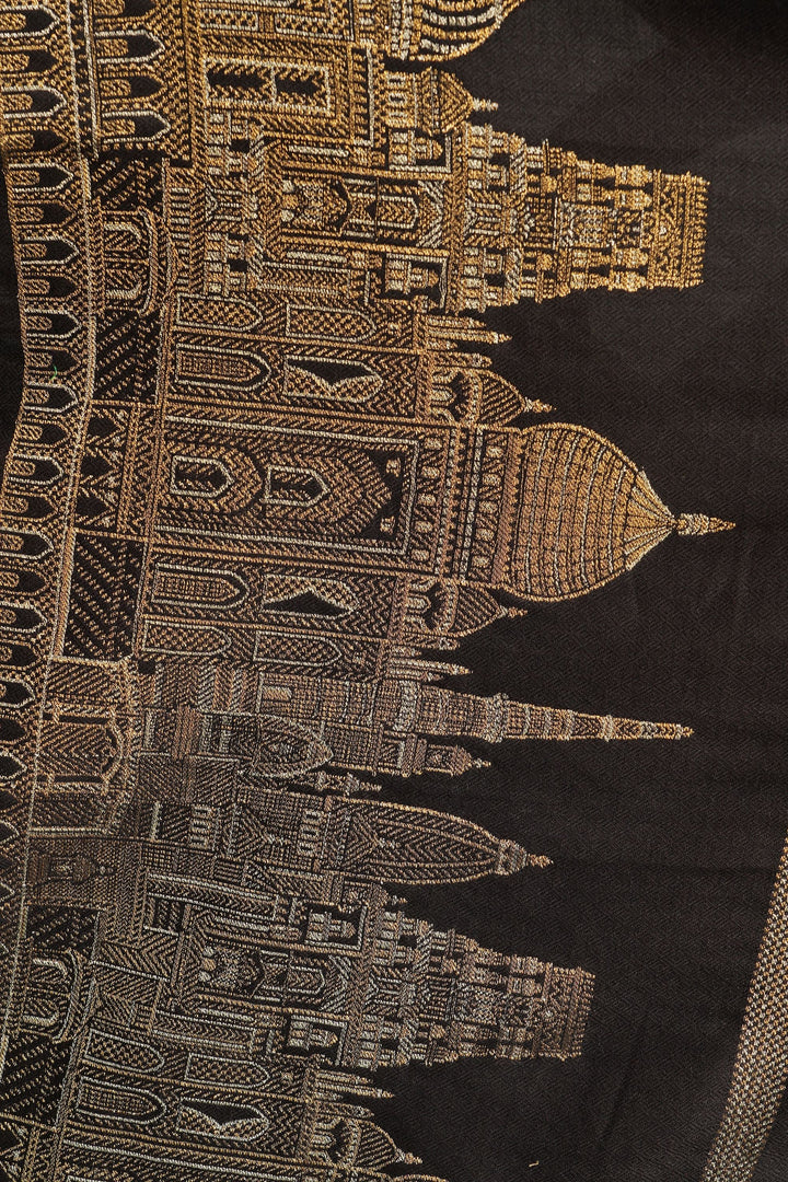 Pashmina Gold Resham Aari Thread Work Shawl for Men & Women | SHOBITAM