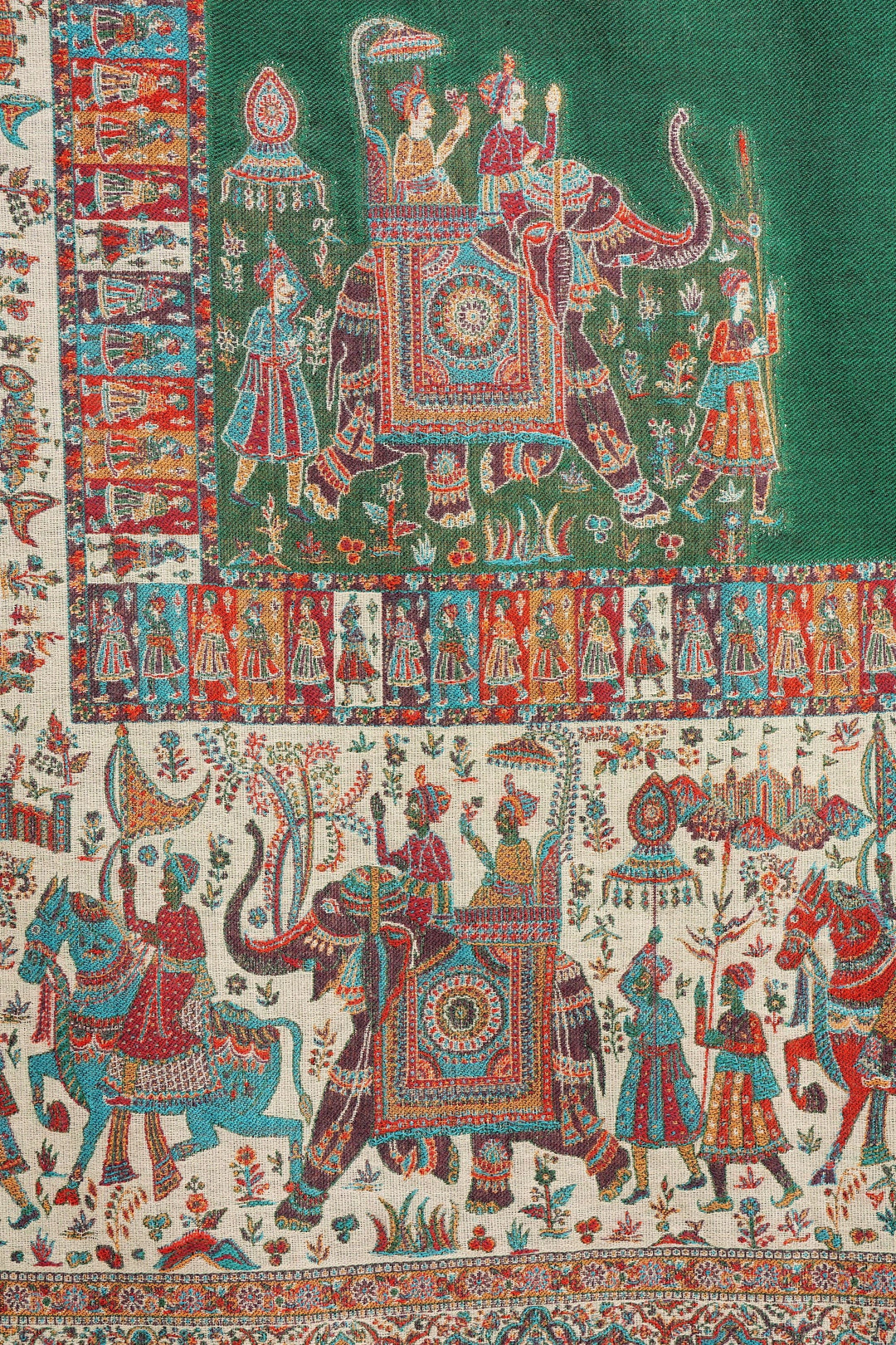 Pashmina Wool In Antique Jamawar Paisley Design | SHOBITAM