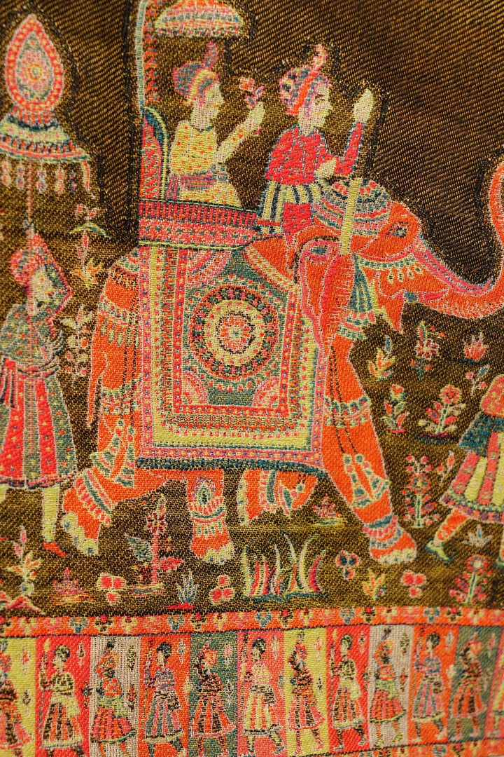 Pashmina Wool Shawl  In Antique Jamawar Paisley Design 80 by 40