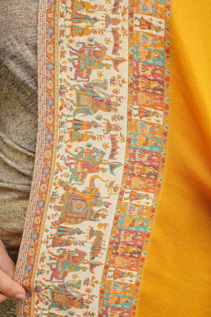 Pashmina Wool In Antique Jamawar Paisley Design | SHOBITAM