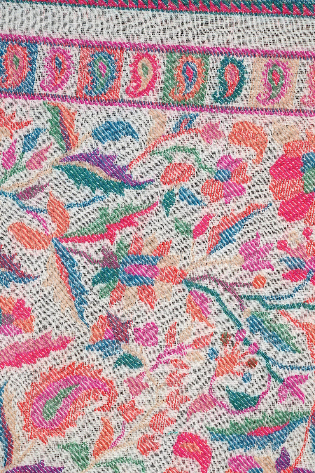 Cashmere Multicolor Kani Weave Fine Wool Shawl for Men & Women | SHOBITAM