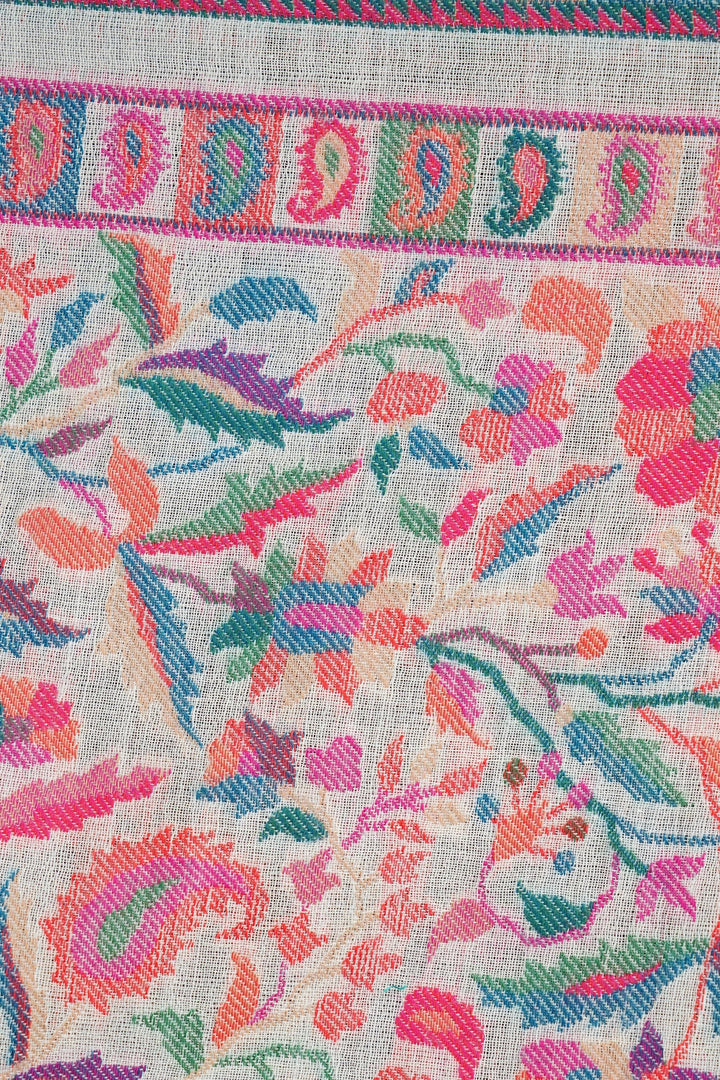 Cashmere Multicolor Kani Weave Fine Wool Shawl for Men & Women | SHOBITAM