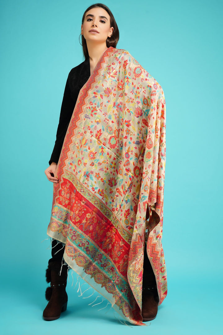 Cashmere Multicolor Kani Weave Shawl for Men & Women | SHOBITAM