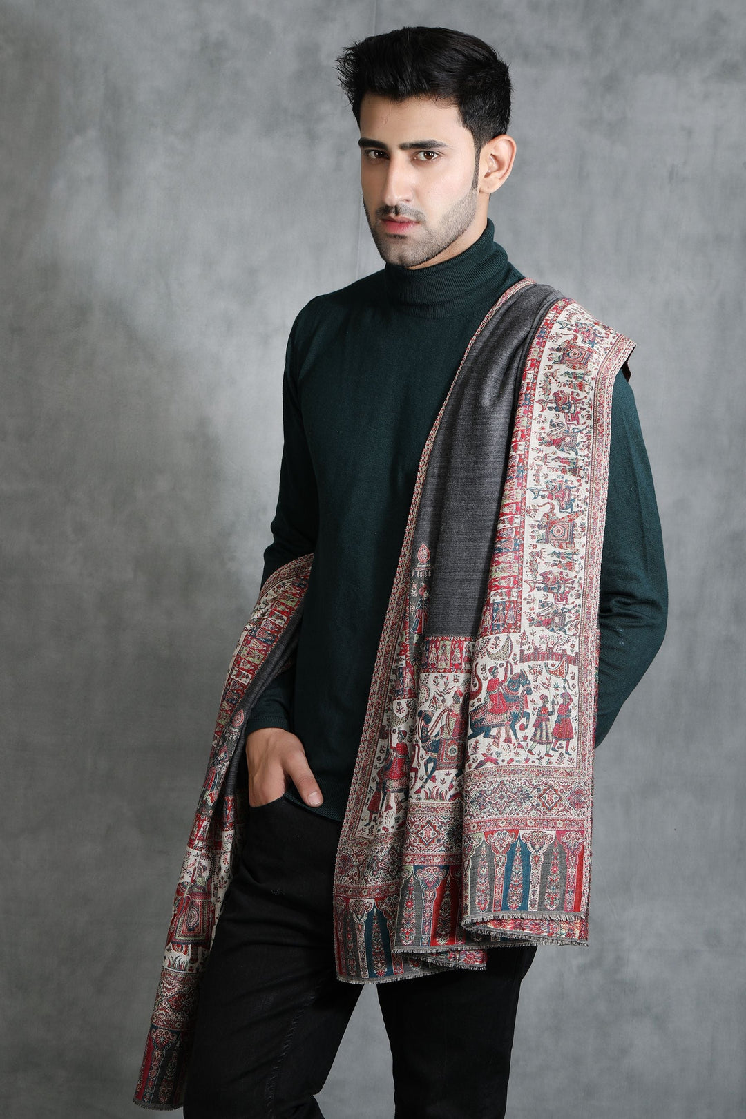 Pashmina Barat Design Shawl for Men | SHOBITAM