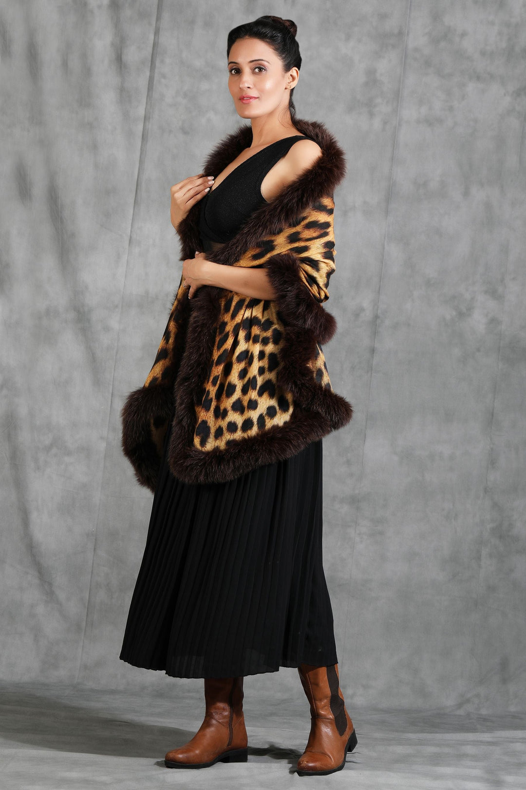 Cashmere Digital Animal Print With High Quality Fur | SHOBITAM