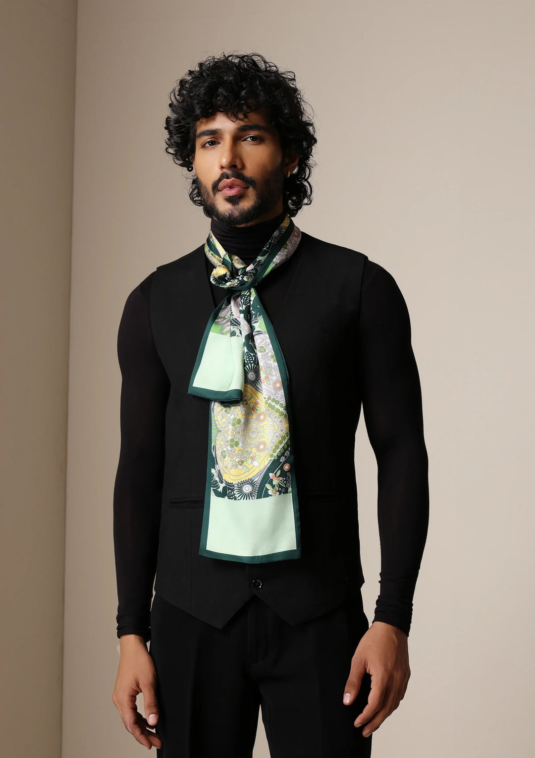 Emerald Flora Silk Scarf set | SHOBITAM