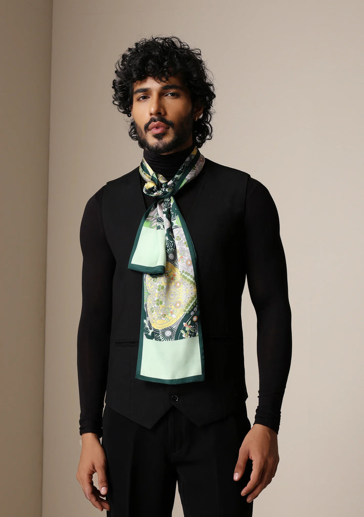 Emerald Flora Silk Scarf set | SHOBITAM