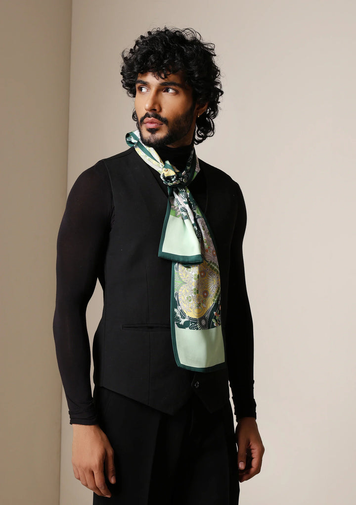 Emerald Flora Silk Scarf set | SHOBITAM