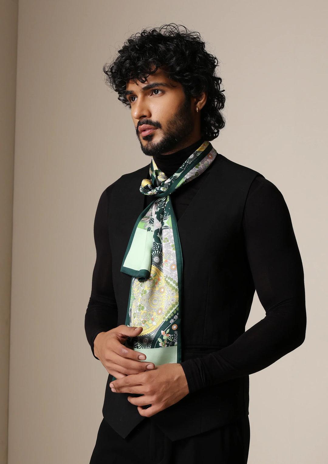 Emerald Flora Silk Scarf set | SHOBITAM