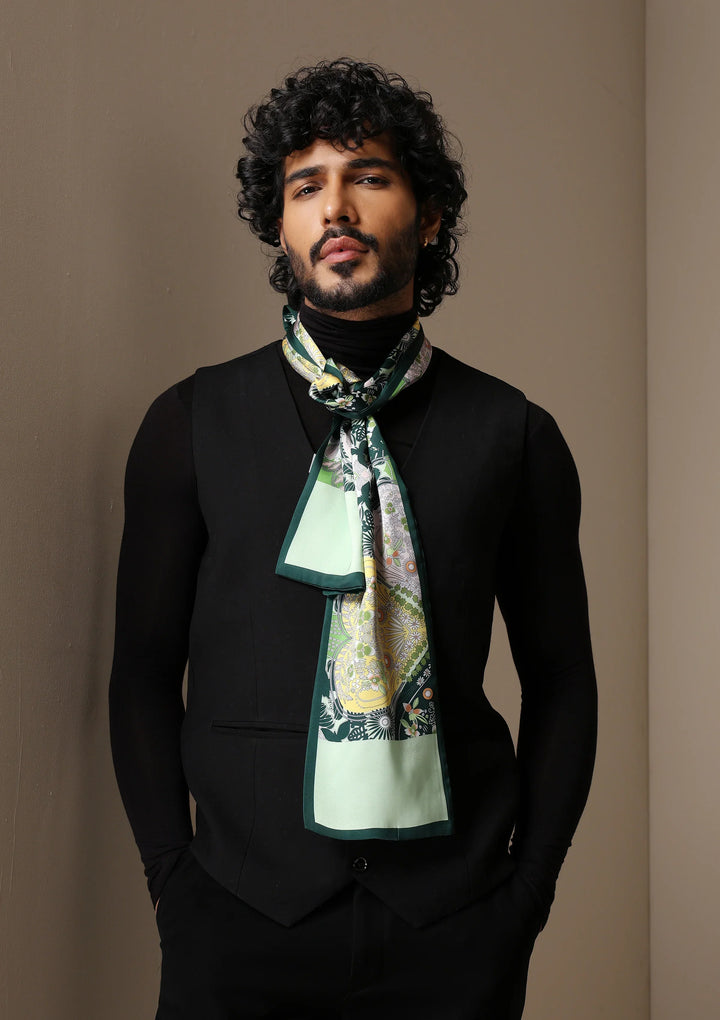 Emerald Flora Silk Scarf set | SHOBITAM