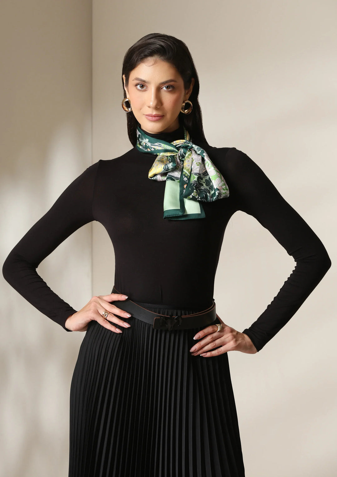 Emerald Flora Silk Scarf set | SHOBITAM