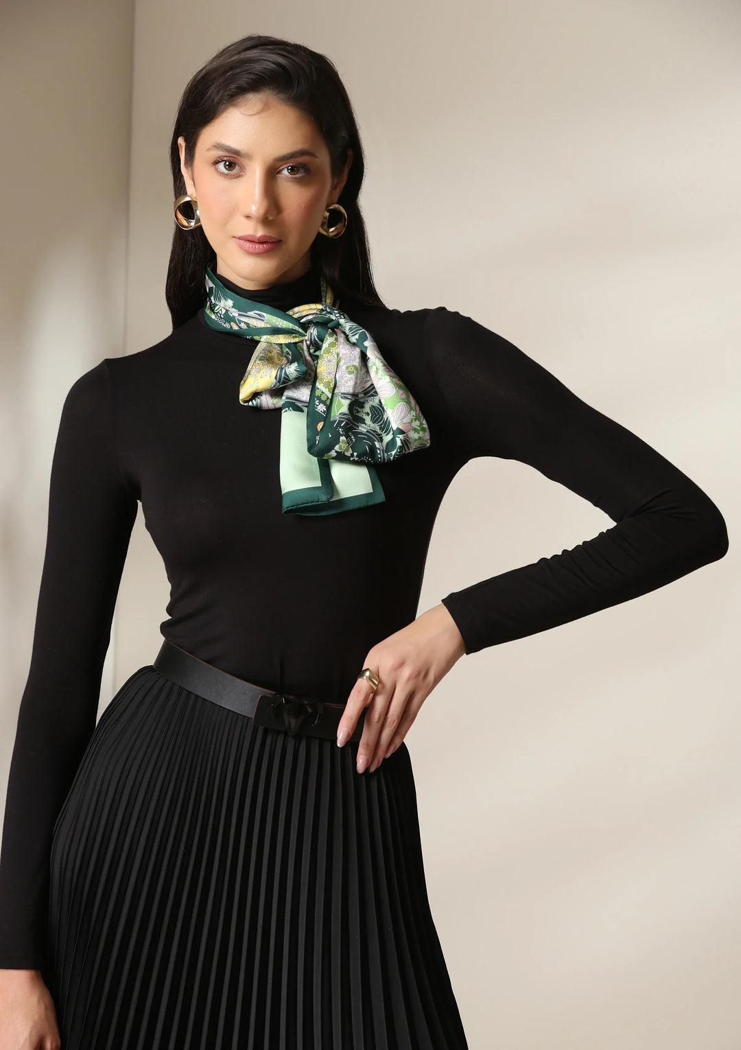 Emerald Flora Silk Scarf set | SHOBITAM