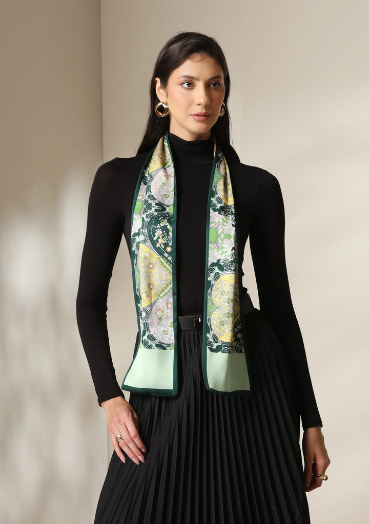 Emerald Flora Silk Scarf set | SHOBITAM
