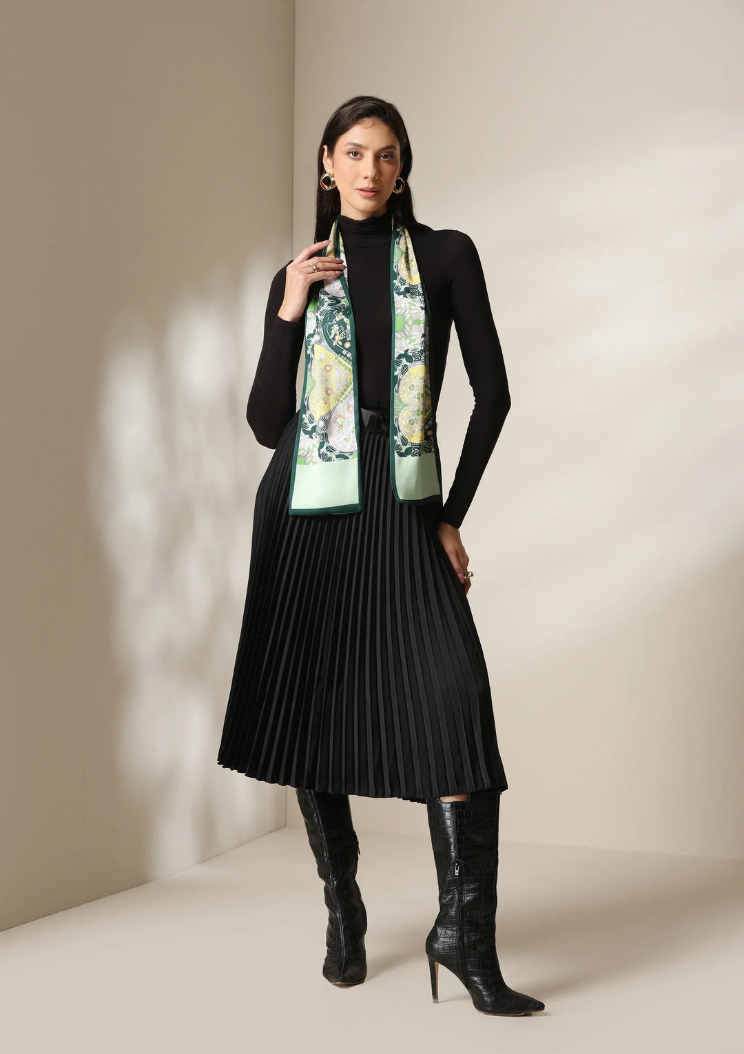 Emerald Flora Silk Scarf set | SHOBITAM