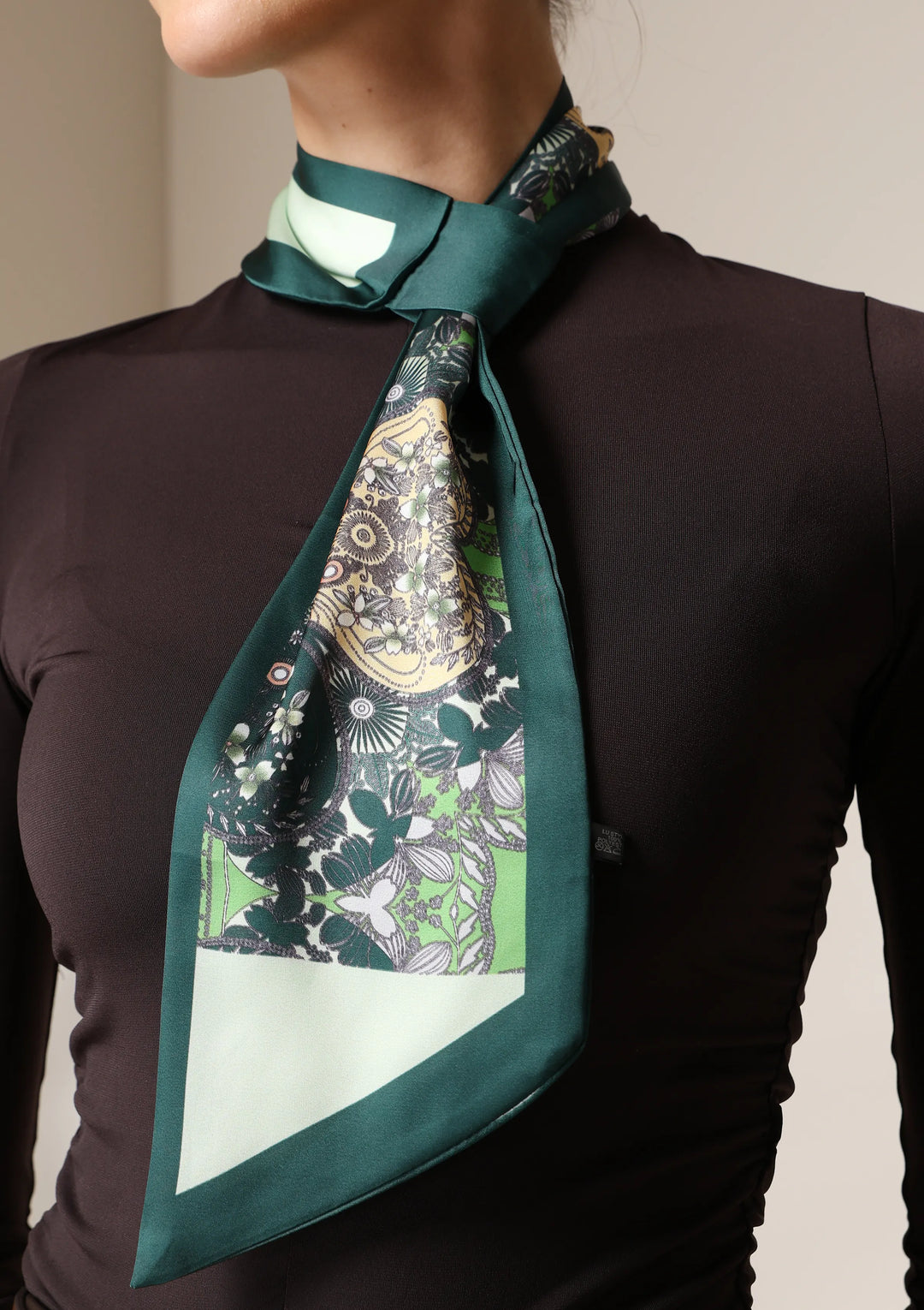 Emerald Flora Silk Scarf set | SHOBITAM