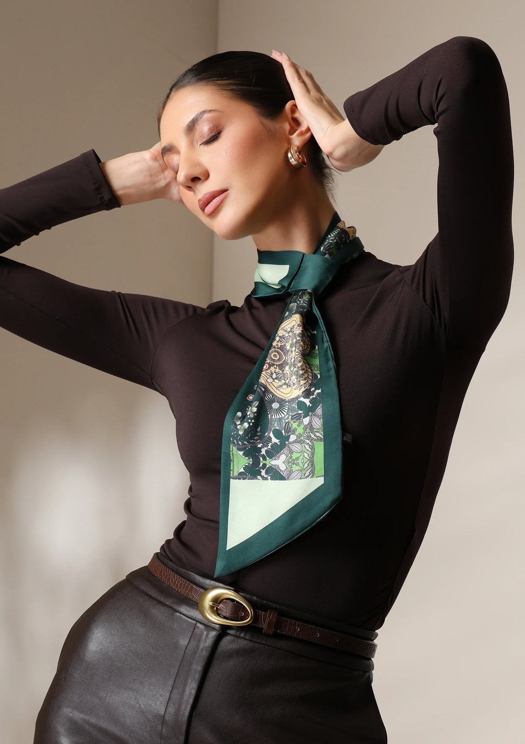 Emerald Flora Silk Scarf set | SHOBITAM