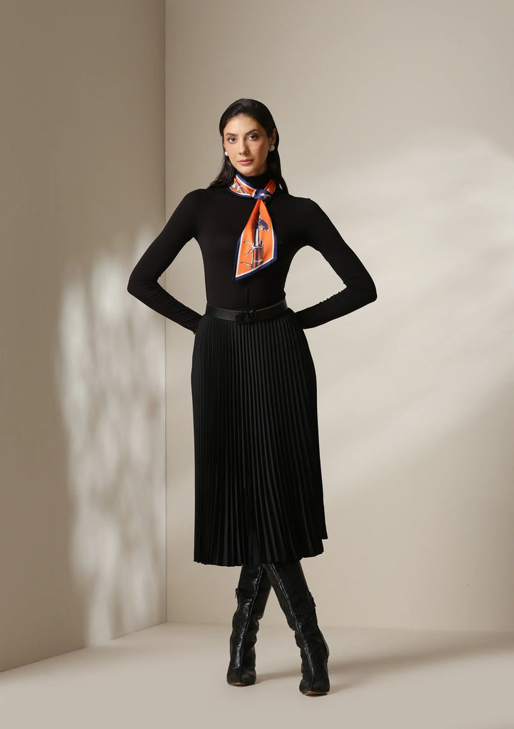 Equestrian Orange Silk Scarf set | SHOBITAM