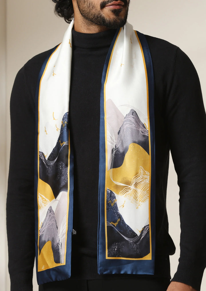 Midnight Peaks Silk Dusal ScarfSet | SHOBITAM