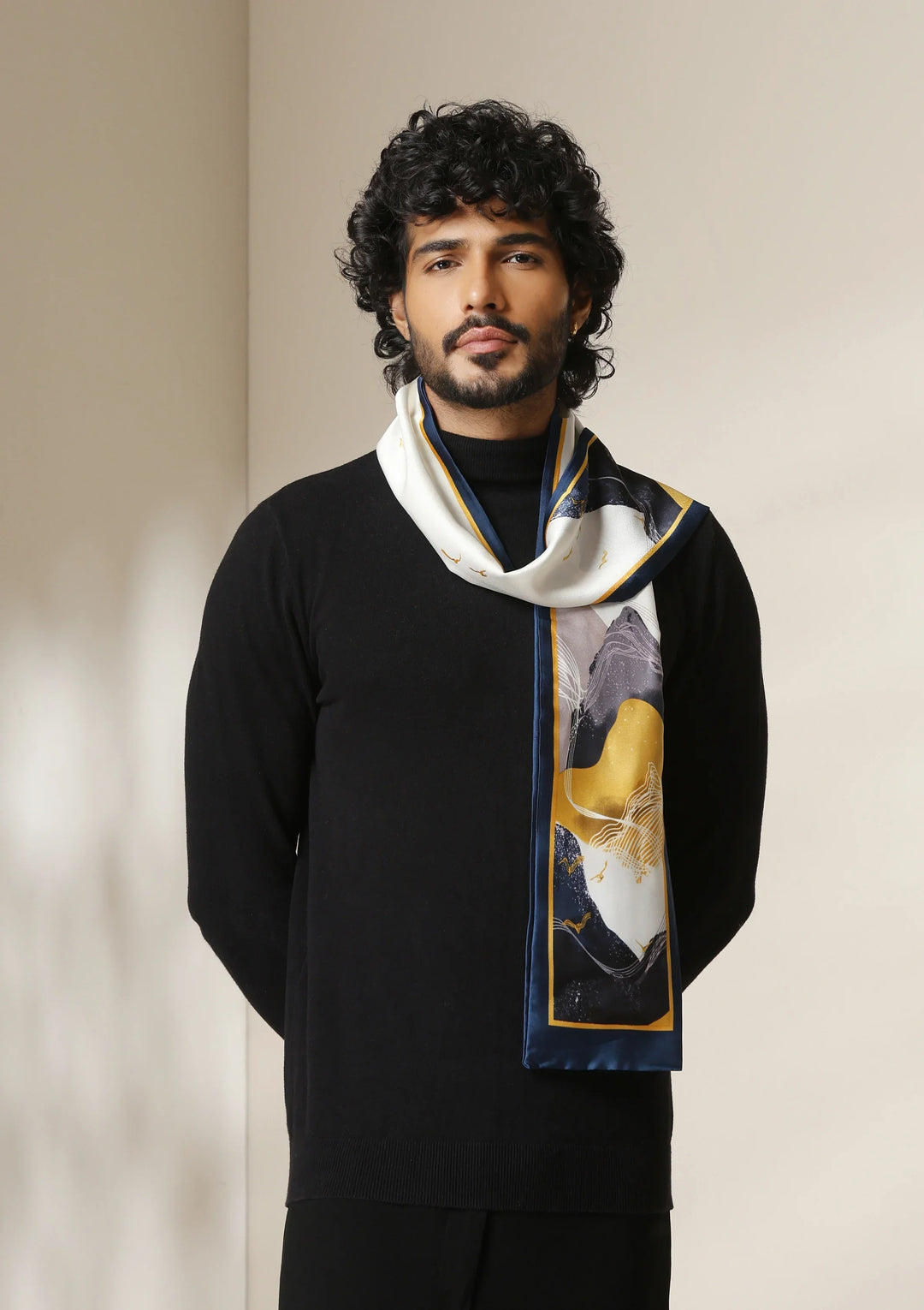 Midnight Peaks Silk Dusal ScarfSet | SHOBITAM