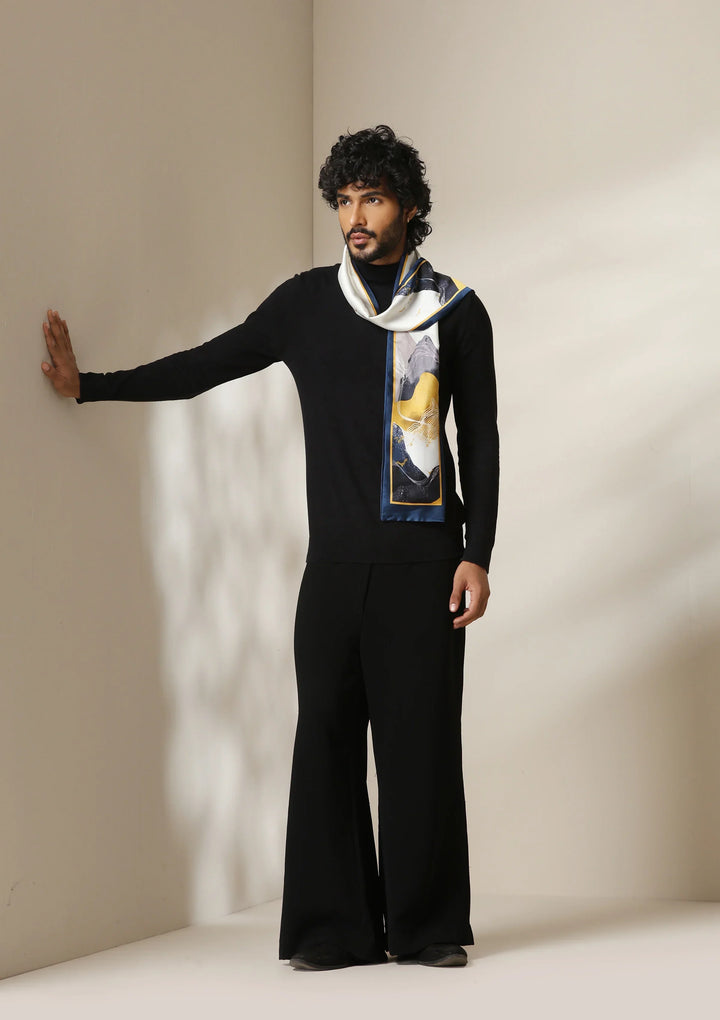 Midnight Peaks Silk Dusal ScarfSet | SHOBITAM