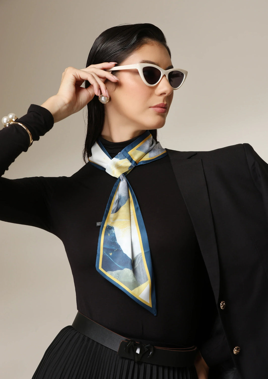 Midnight Peaks Silk Dusal ScarfSet | SHOBITAM