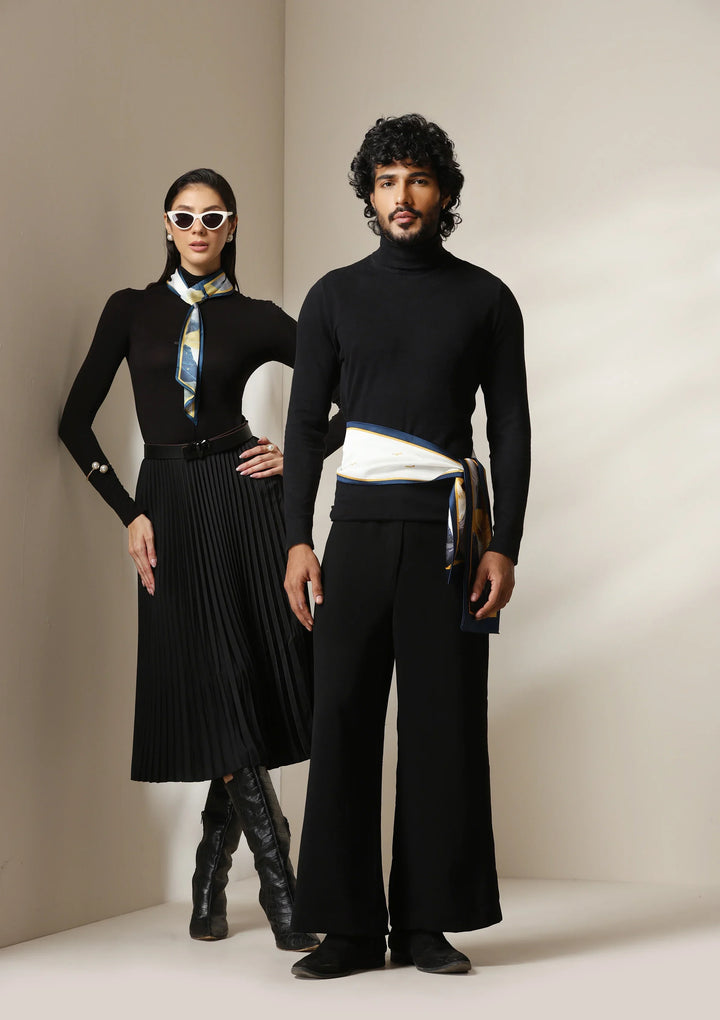 Midnight Peaks Silk Dusal ScarfSet | SHOBITAM