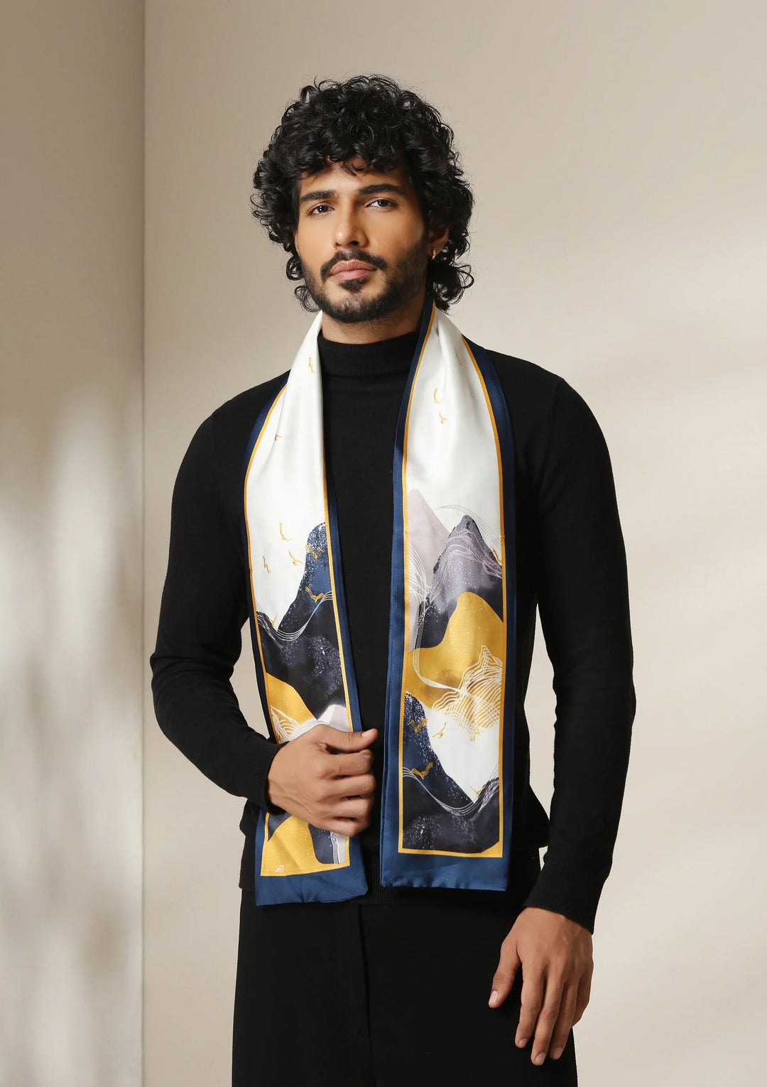 Midnight Peaks Silk Dusal ScarfSet | SHOBITAM