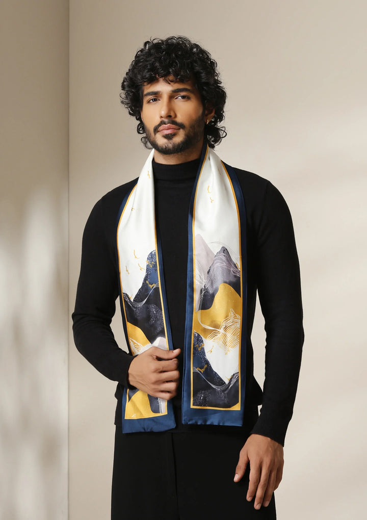 Midnight Peaks Silk Dusal ScarfSet | SHOBITAM